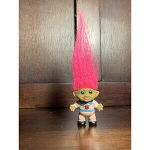 1992 Treasure Troll Novelty PINK Hair RED Diamond Belly Button Green Eyes